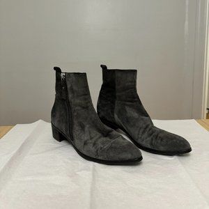 Billi Bi Suede Zipper Heeled Ankle Boots - EUR 41/US 9, Gray